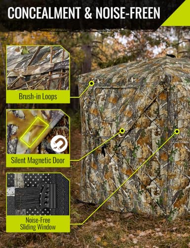 TIDEWE Full See-Through Hunting Blind 270° Visibility with Windproof Curtain