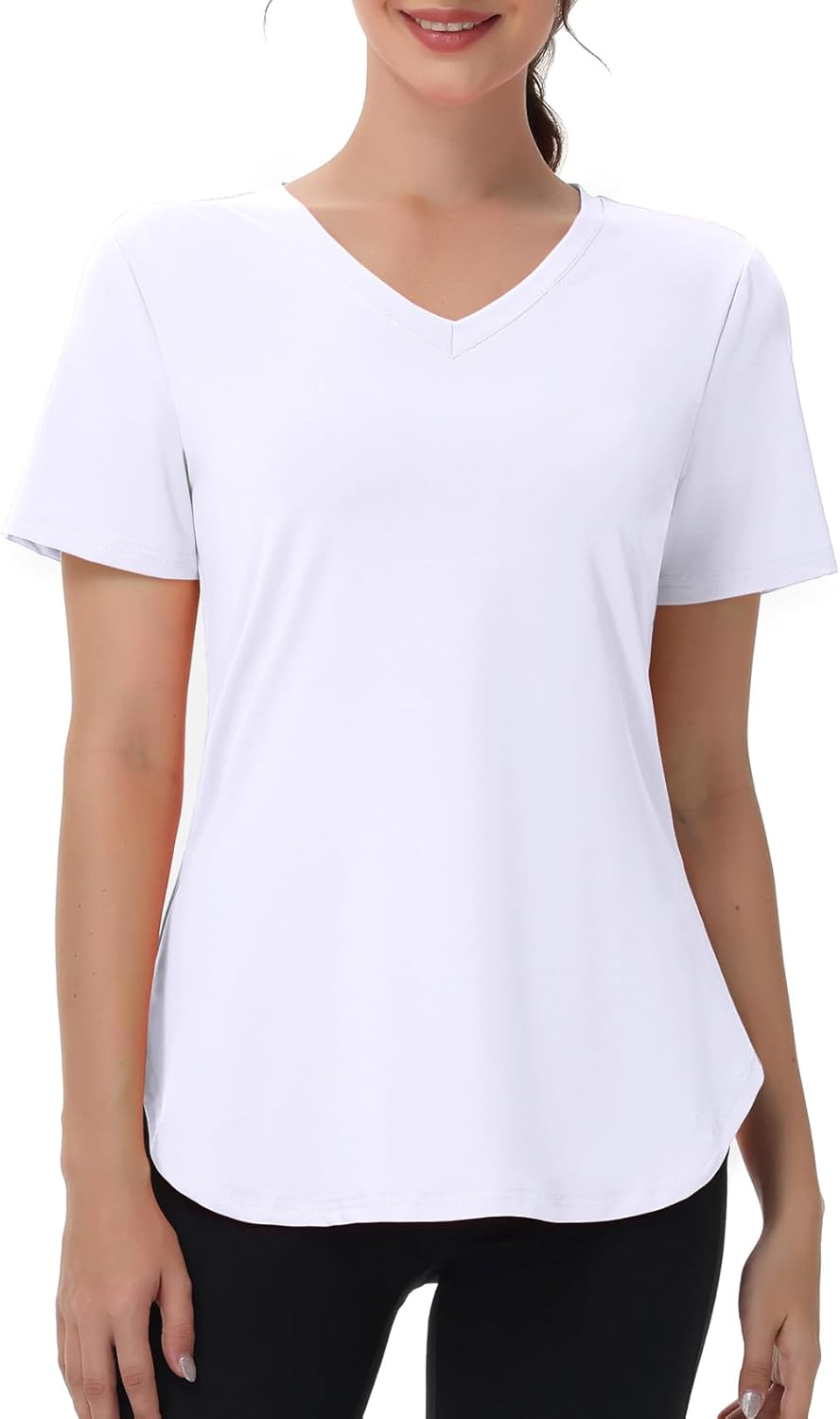 Skiennix Women's Workout Tops - Moisture-Wicking V-Neck Athletic Tee for Yoga & Gym | Short Sleeve