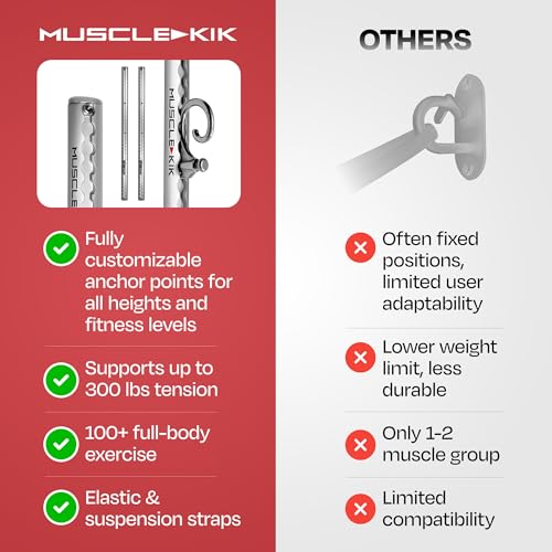 Wall-Mounted Fitness Anchor System Pack of 2 - Silver Adjustable Space-Saving Home Gym