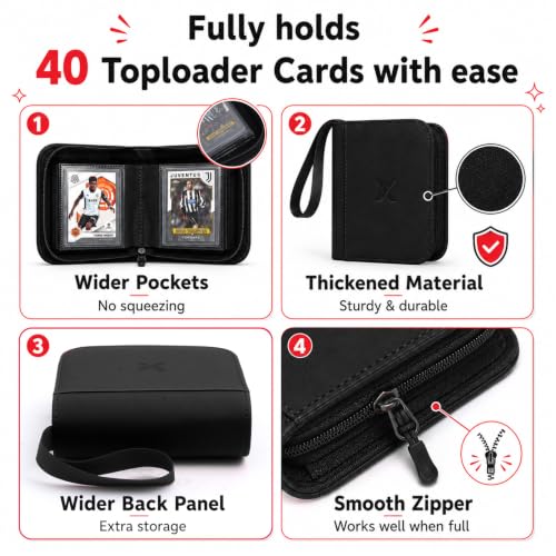 Mini 1 Pocket Card Binder Black - Upgraded Widened Pages & Spine