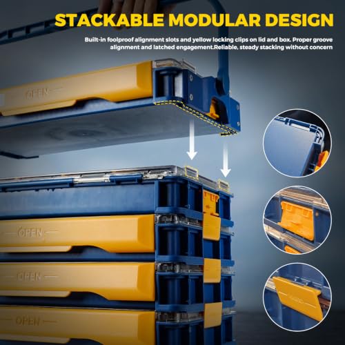 Stackable Waterproof Fishing Tackle Box with Removable Dividers - Floating Bait Storage Case for Freshwater & Saltwater Fishing