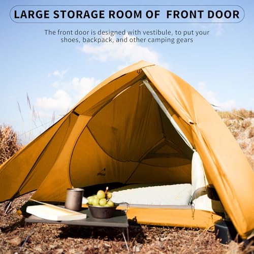 Naturehike Cloud-Up 1 Person Tent - Bright Orange Lightweight Waterproof Backpacking Tent