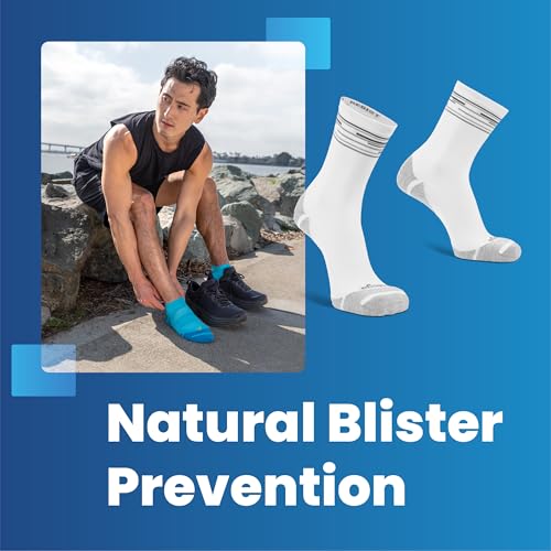 Balega No Show Medium Crew Athletic Running Socks - White, Blister Resistant