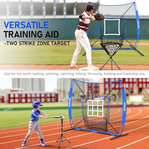 Blue 6x6 ft Baseball Net for Batting & Pitching Training with Strike Zone & Accessories - Kids & Adults Sport Practice