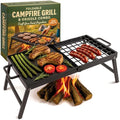 Carbon Steel Foldable Campfire Grill with Non-Stick Surface Portable Cooking Grate & Griddle