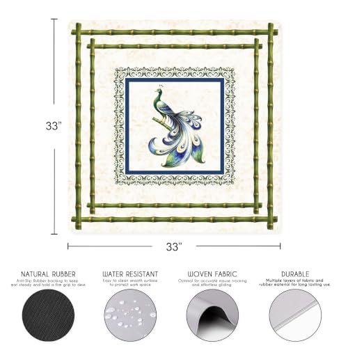 Green Classic Mahjong Mat for Table - Non-Slip Rubber, Travel Bag, 33x33 Inches
