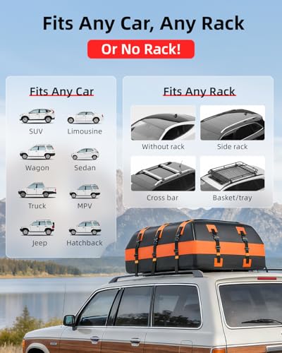 Abahub 21 Cu Ft Roof Cargo Carrier Waterproof Car Roof Storage Bag SUV