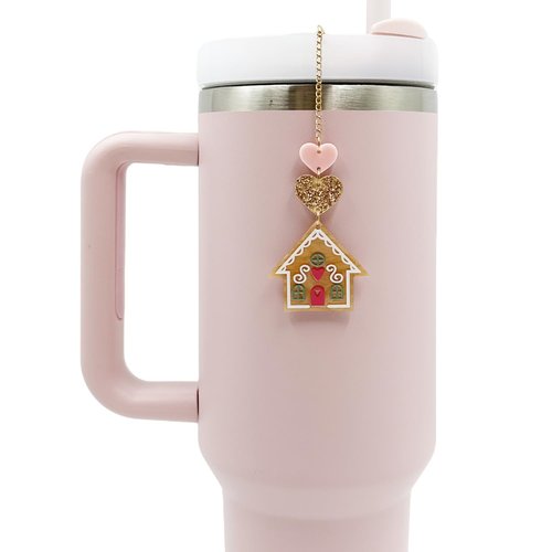 Gingerbread House Cup Accessory – Christmas Straw Decoration, Holiday Tumbler Ornament for Stanley 30oz 40oz, Cute Stocking Stuffer Gift for Holiday Party