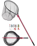 Facikono Red Heavy Duty Telescoping Fishing Net with Soft Baits, 72-94in