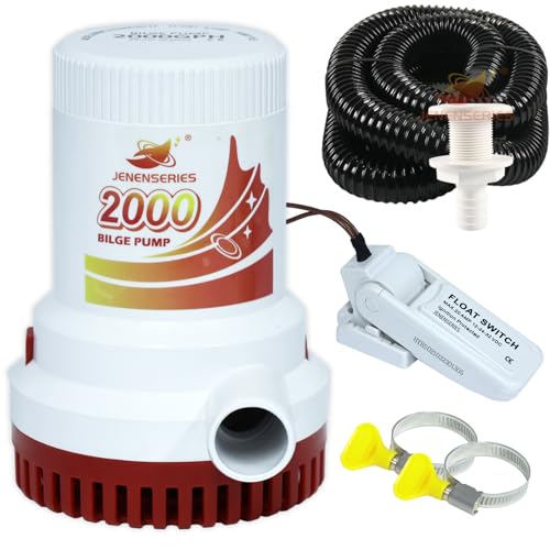 JENENSERIES 2000GPH Submersible Water Pump with Float Switch for Marine & Garden Drainage