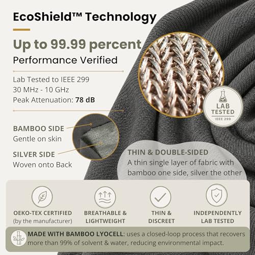 Golden Kocoon EMF Organic Beanie Medium-Large Black Faraday Hat with Bamboo Silver Liner