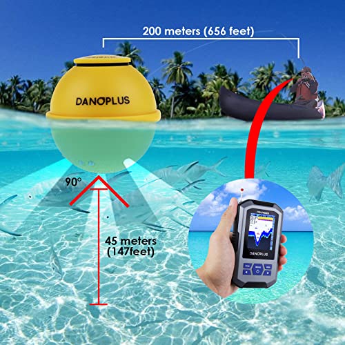 Wireless Fish Finder with HD Display 147Ft Depth Detection Waterproof Sensor