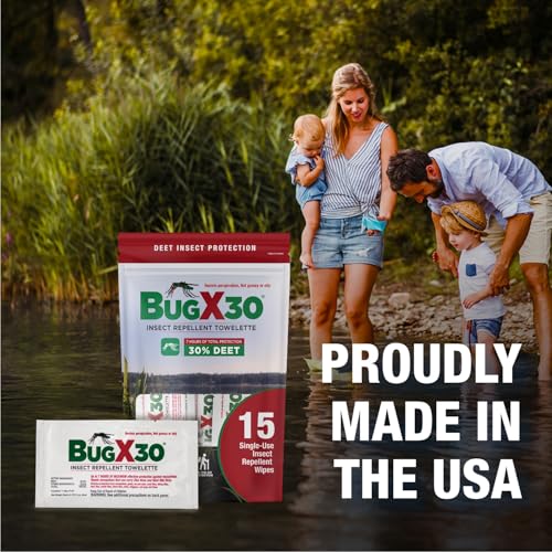 CoreTex Bug X 30 Insect Repellent Wipes - 100 Pack of 30% DEET, Up to 7 Hours Protection