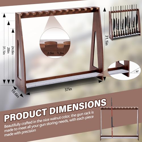 Yousoontic Walnut Gun Rack for Indoor Storage Holds 12 Rifles