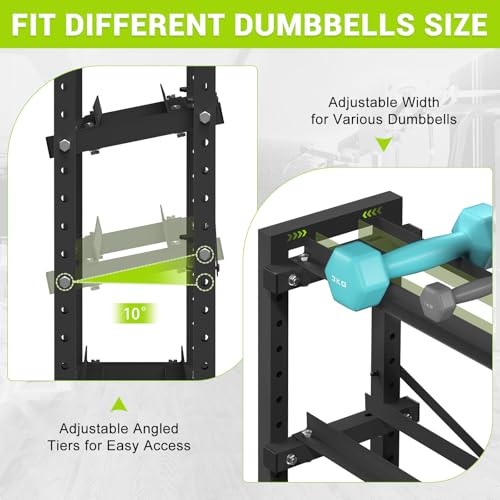 Eocnrhe Adjustable 3-Tier Dumbbell & Kettlebell Rack Stand - 18.7"D x 33.3"W x 35.8"H