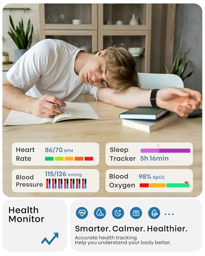 PJIVE Black Smart Fitness Bracelet with Heart Rate Blood Pressure Sleep Monitoring 170+ Modes