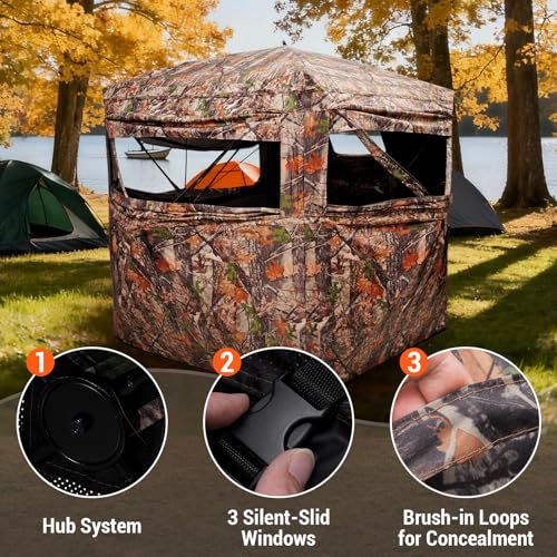 FUNHORUN 2-3 Person 270° See Through Pop-Up Hunting Blind for Deer & Turkey