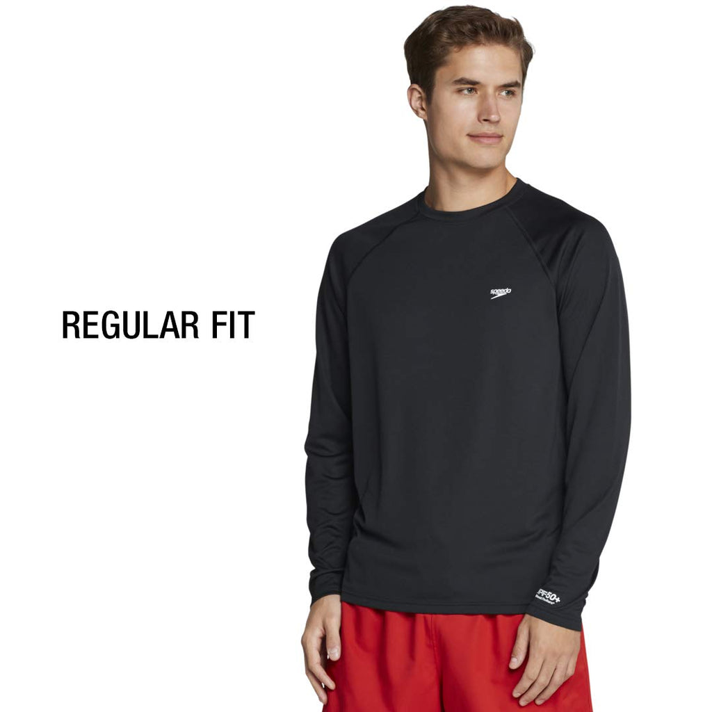 Speedo Mens UV Swim Shirt Easy Long Sleeve Regular Fit,White,Large