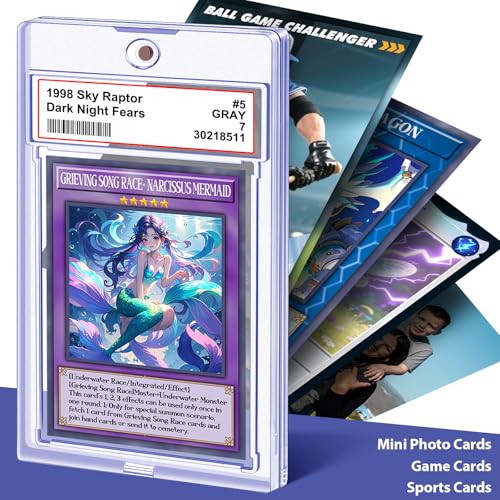 Homthy 100 Pack Magnetic Card Slabs for Trading Cards - Clear Acrylic Protectors with Label Slot, Standard Size Sports & Game Card Holders