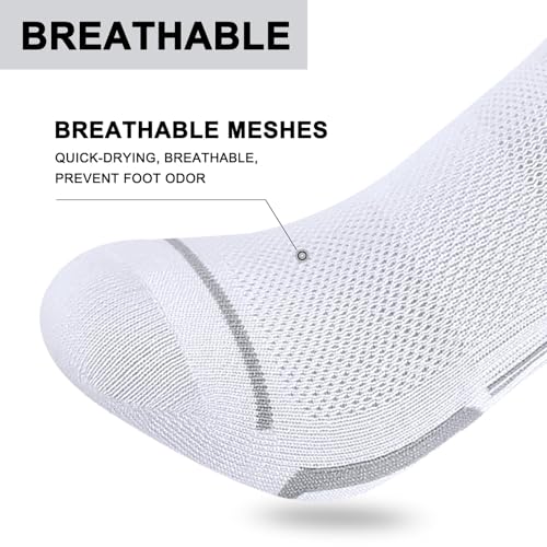 Mens Ankle Socks 12 Pairs Athletic Casual Low Cut Short Socks - White 6-11