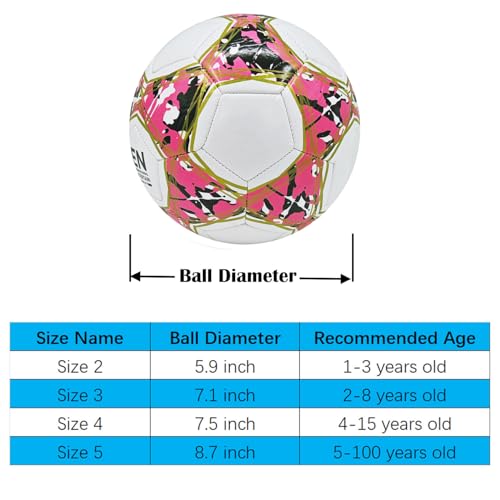 Soccer Ball Size 4 - Practice Training Football for Boys & Girls Red with Pump