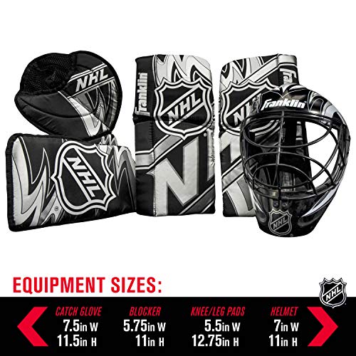 Youth Mini Hockey Goalie Set with Mask & Pads - Black/White/Gray, Ages 4-7