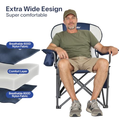 Upgraded Alvantor Heavy Duty Folding Camping Chair 500LBS with Padded Seat & Cooler