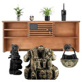 DoubleFill Police Gear Rack with Vest Hanger and Locking Gun Storage - Walnut / Lockers