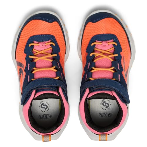 KEEN Kids Zionic Mid Height Waterproof Hiking Boots - Naval Academy/Nasturtium, Big Kid