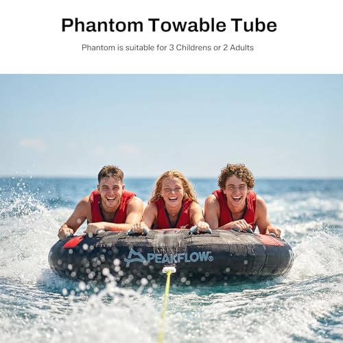 PEAKFLOW 3 Rider Phantom Towable Tube for Boating - Stable Water Fun for Kids & Adults