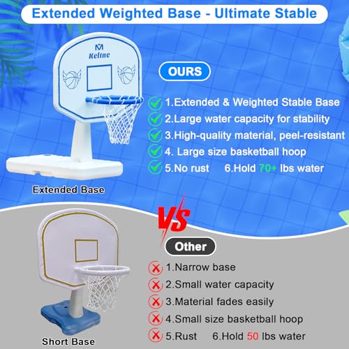 White Pool Basketball Hoop 34x34x42.2 Inches Water-Filled Base Kids & Adults