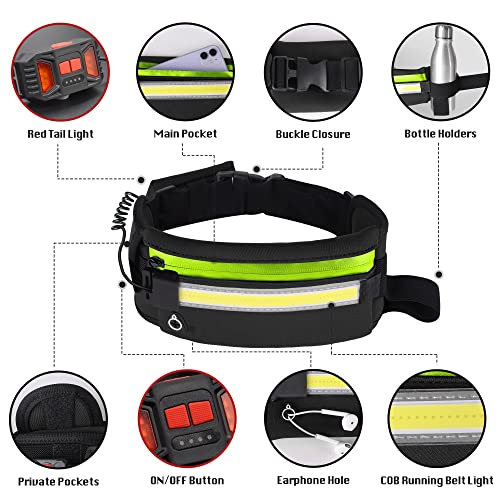 EGUKU Black Running Belt with 1000Lumens Night Light and Water Bottle Holder