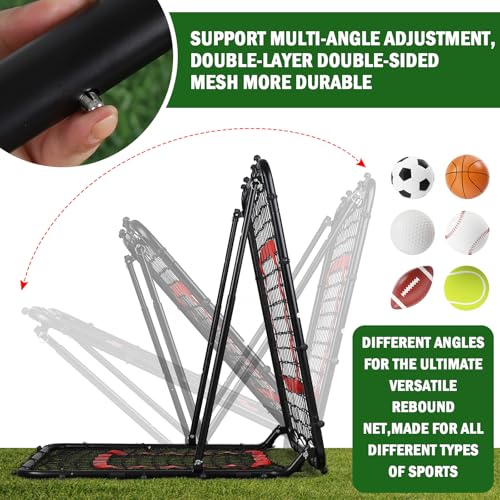 BaseGoal Dual-Sided Baseball Softball Rebounder Net 33.5x33.5 Inches, Black