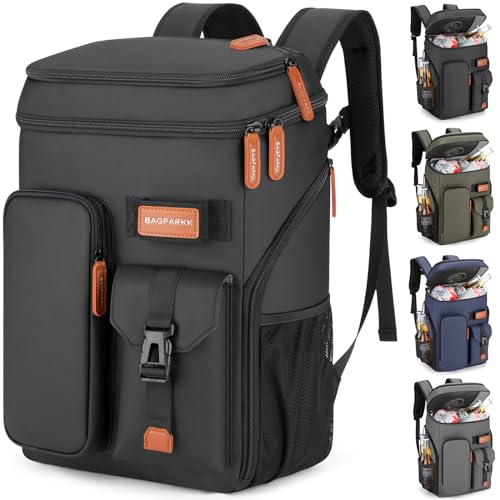 Insulated Cooler Backpack 33 Can Leakproof with Double Deck - Black