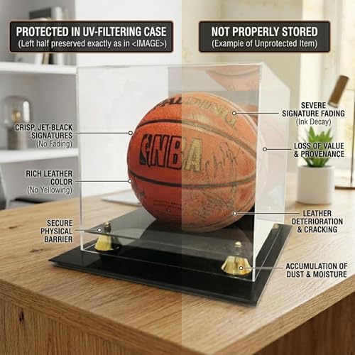 Max Protection Acrylic Basketball Display Case with Mirror Back - UV Protected, Fully Assembled