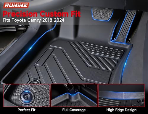 Runine Custom Fit Floor Mats & Cargo Cover Set for Toyota Camry 2018-2025