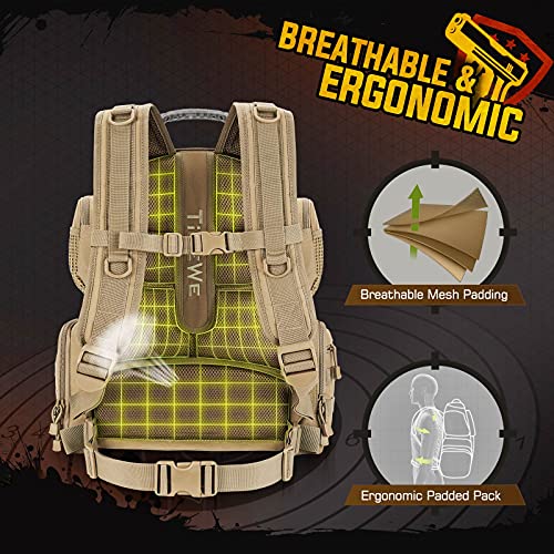 TIDEWE Gun Range Backpack for Handguns Khaki - Tactical Shooting Range Bag