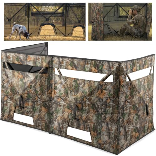 HUNTSEN 4-Panel See-Through Hunting Blind for Turkey - Portable Camouflage Ground Shelter with Silent Windows & Carrying Bag - 2-4 Person