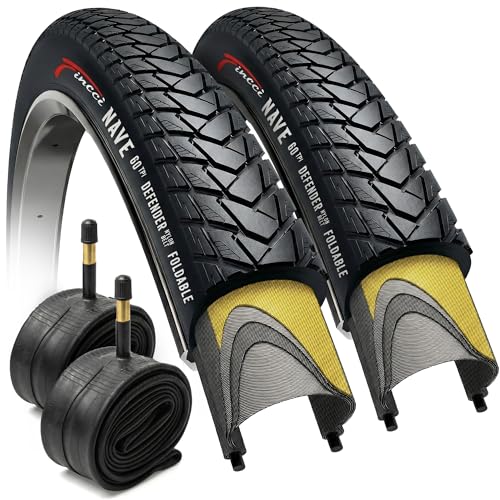 Fincci 700x35c Foldable City Bike Tires & Tubes Black - Schrader/Presta