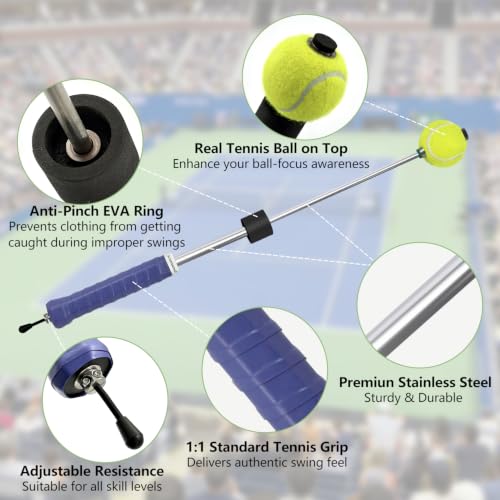 Tennis Swing & Serve Trainer with Rubber Grip - 510g/18oz for Advanced Players