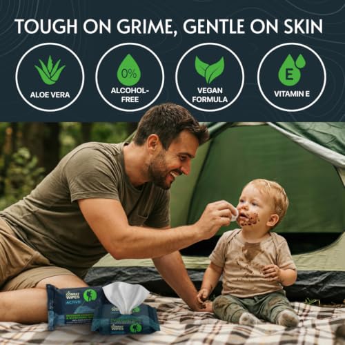 Combat Wipes ACTIVE Outdoor Wet Wipes - Extra Thick Biodegradable 25 Count Pack