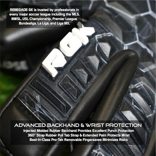 Renegade GK Helix Non-Fingersave Soccer Goalkeeper Gloves - Adult & Youth Sizes 7-12, Level 5, Max Grip & Comfort