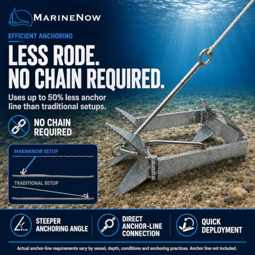 MarineNow 25 lb Folding Box Anchor for Boats Up to 40 ft - Galvanized, Compact & Rust-Resistant