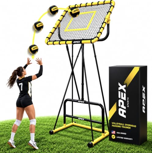Black & Yellow Volleyball Setter Trainer, Adjustable 6-11 ft Net for Solo Practice
