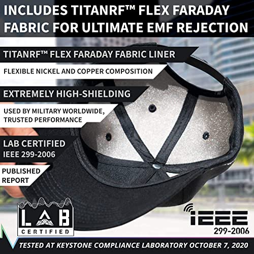 EMF Blackout Hat - Anti-Radiation Snapback Cap Protects Against EMF, EMI, RF 5G Signals - Adjustable Adult Size