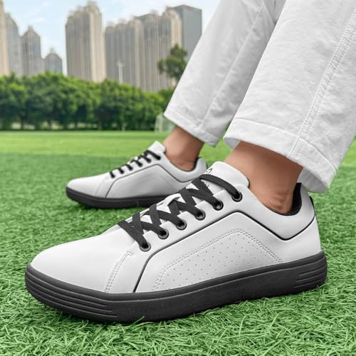 Men's Golf Shoes Non Slip Casual Lightweight Sneakers - White Black 11.5