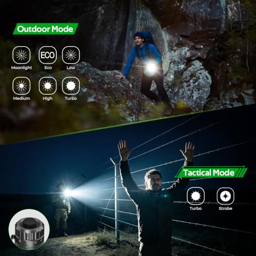 Wurkkos T1 5500 Lumens Tactical LED Flashlight with RGB Side Light, Waterproof, 415M Beam, Camping & Emergency