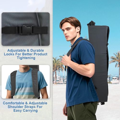 Portable Camping Chair with Canopy & Shade - Heavy Duty Outdoor Lounge Chair - Grey / Casual