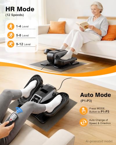 Under Desk Elliptical Mini Exercise Bike for Seniors - Black