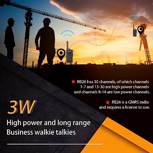 Retevis RB26 GMRS Two-Way Radio with Earpiece & 6-Way Charger – Long-Range Walkie Talkies for Business & Outdoor Use